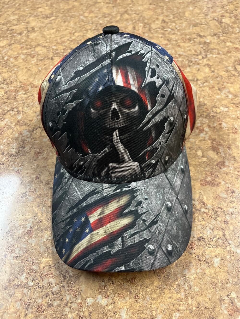 Skull American flag classic snapback hat/cap